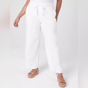 Lane Bryant Drawstring Linen-Blend Wide Leg Pant, Sz 18